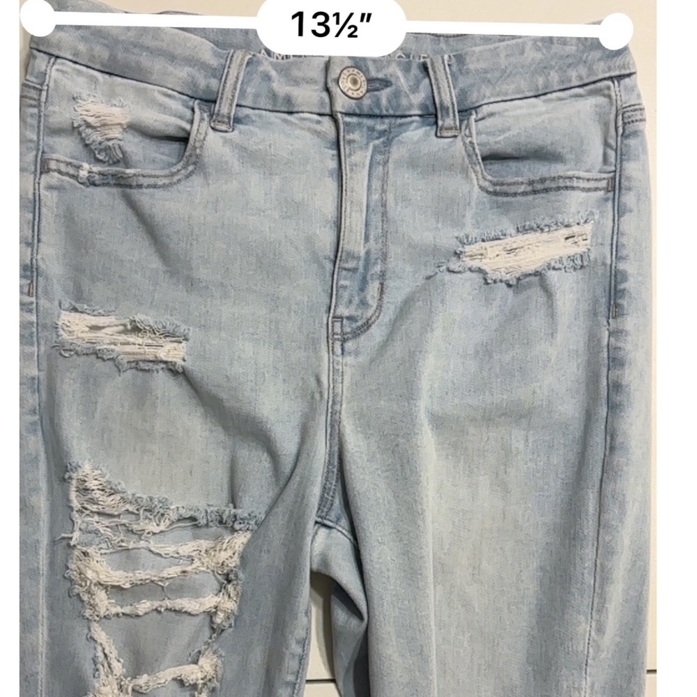 American Eagle Curvy Hi-Rise Jegging Ripped Distressed Jeans Size 10‎ 27" Waist - Picture 10 of 11